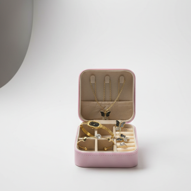 Mini Jewelry Organizer - Compact Storage Box, Elegant Accessory for Women